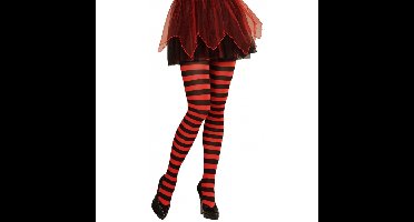 Widmann Carnaval verkleed panty - Gestreept - rood/zwart - Dames - Heksen panty - 70 denier