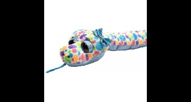 Wild Republic knuffel Slang - 137 cm - pluche - blauw met stippen - met strikje