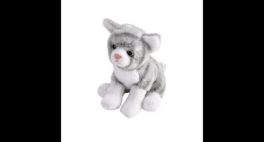 Wild Republic Pluche knuffel kat/poes - grijs - 13 cm - huisdieren knuffel