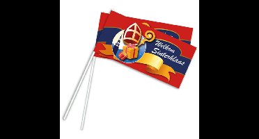 Zwaaivlaggetje Welkom Sinterklaas - 6x - 38 cm - Handvlaggetje Sint en Piet - 5 December versiering