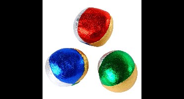 3x Jongleerballen - gekleurd metallic - 6 cm - jongleren - ballen