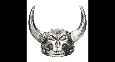 Atosa Carnaval verkleed Viking helm - grijs - met hoorns - plastic - heren