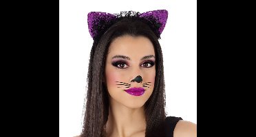 Atosa Verkleed diadeem - katten/poezen oren/oortjes - Carnaval