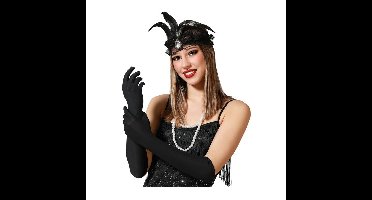 Atosa Verkleed handschoenen voor dames - zwart - one size - lang model