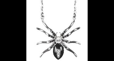 Boland Carnaval/verkleed accessoires Heksen/halloween sieraden - ketting met Spin - zilver/zwart