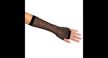 Boland Carnaval verkleed handschoenen - visnet stof - zwart - vingerloos - dames - elastiek