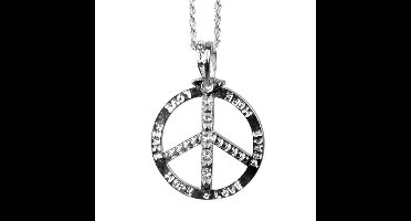 Boland Carnaval/verkleed Hippie sieraden - ketting peace teken zilver