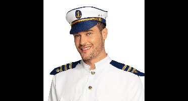 Boland Kapiteinspet - blauw/wit - one size - volwassenen - marine