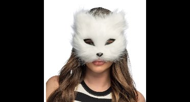 Boland Masker dier - kat - wit - carnaval - themafeest - pluche