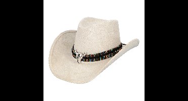 Boland party Carnaval verkleed cowboy hoed Rodeo - creme wit - volwassenen - polyester
