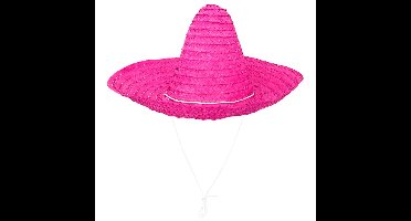 Boland party Carnaval verkleed Sombrero hoed Fiesta - roze - volwassenen - polyester