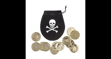 Boland piraten thema - zak met oude gouden munten - piratenschat - verkleed accessoires
