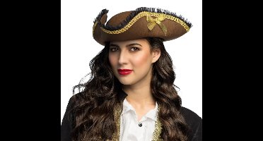 Boland Piratenhoed - bruin / goud - piraten - verkleden - carnaval