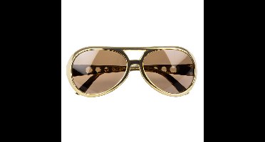 Boland Verkleed bril Elvis/rockster - goud - kunststof - thema accessoires