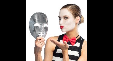 Boland Verkleed oogmasker Mime - zilver - volwassenen - mime/themafeest