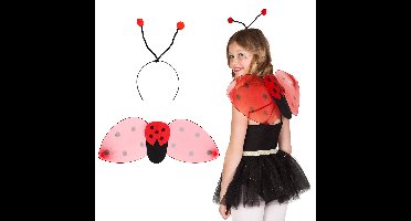 Boland Verkleed set lieveheersbeestje - vleugels/diadeem - rood - kinderen