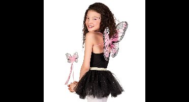 Boland Verkleed set vlinder - vleugels en toverstokje - lichtroze - kinderen