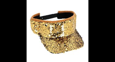 Boland Verkleed zonneklep/sunvisor - voor volwassenen - Glitter goud