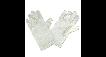 Carnaval verkleed handschoenen voor kinderen - satijn wit - polyester