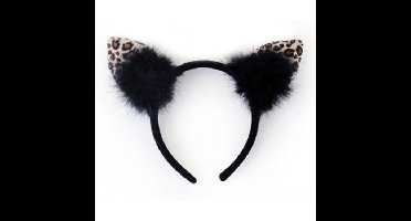 Diadeem met luipaard/katten oortjes - zwart- meisjes/dames