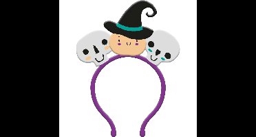 Folat Halloween thema verkleed diadeem heks - one size - paars/zwart - kinderen