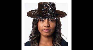 Funny Fashion Verkleed hoed pimp - panterprint - bruin