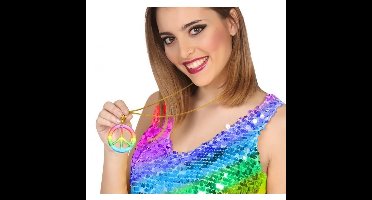 Gekleurde hippie verkleed ketting peace