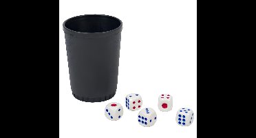 Gerimport Poker Dobbelstenen set - met beker - onderweg / vakantie