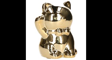 Gerimport Spaarpot - kat - goudkleurig - glans - 10,5 cm - poes