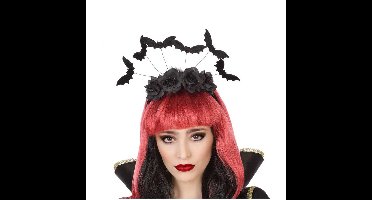 Halloween/horror verkleed diadeem/tiara - met bloemen/vleermuizen