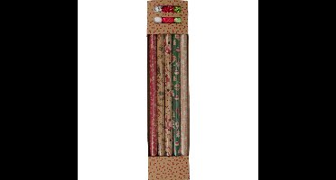 Kerst inpakpapier/cadeaupapier set - 11-delig - 200 x 70 cm