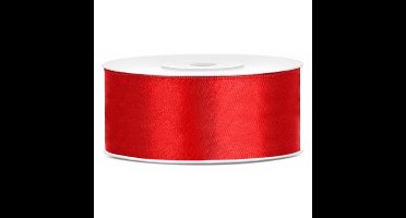 Partydeco Cadeaulint - rood - 2,5 cm x 25 meter - satijn