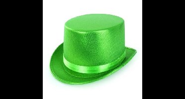 Partyxplosion Hoge verkleed hoed - metallic groen - volwassenen