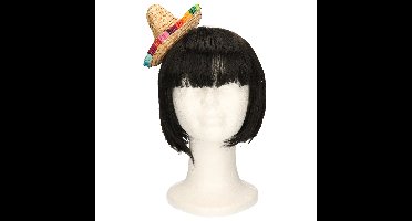 Rubies Mexicaanse mini Sombrero hoedje diadeem - carnaval/verkleed accessoires - multi kleuren - stro