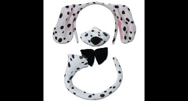 Rubies Verkleed set Dalmatier - diadeem/strik/snuit/staart - wit/zwart