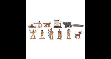 Safari LTD Speelgoed figuren - indianen en dieren - 11x - kunststof