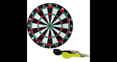 Speelgoed dartbord incl 6 dartpijltjes - dubbelzijdig - diameter 38 cm