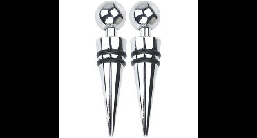 Svenska Living Flessenstoppers/Afsluitdoppen - 2x stuks - RVS/Rubber