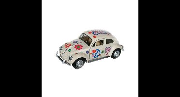 Volkswagen Kever Modelauto - Wit - Metaal - Flower Power Edition