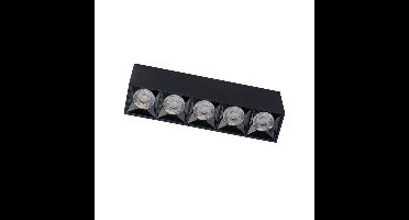 Lyora Zwarte opbouwspotMidi Led 5x1 leds - 4000K - 10058