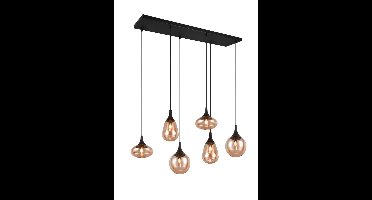 Trio 6-lichts hanglampLumina met amber glas - 317000613
