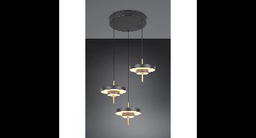 Trio 3-lichts hanglampKeaton rond zwart met goud - 340230380
