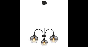 Globo 3-lichts hanglampMaxy zwart met smoke glas - 15548-3H1