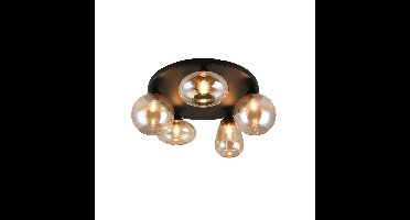 Trio 5-lichts plafondlampLumina zwart met amber glas - 617030513