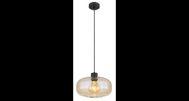 Globo Zwarte hanglampGiuseppe amber glas - 15566HA