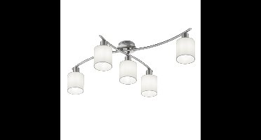 Trio PlafondlampGarda 5-lichts nikkel mat met wit - 605400501