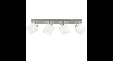Trio PlafondspotTommy 4-lichts RVS met wit - R80334001