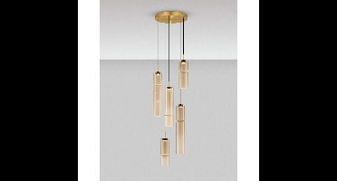 Lyora Unieke hanglampSano rond 5-lichts goud - 9009170