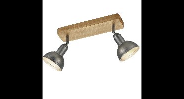 Trio Houten plafondlampDelhi 2-lichts spots antiek zilver - 803400267