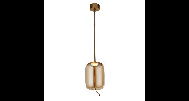 Searchlight Hanglamp GlasLisbon roodkoper met amber cilinderglas - 75132-1AM